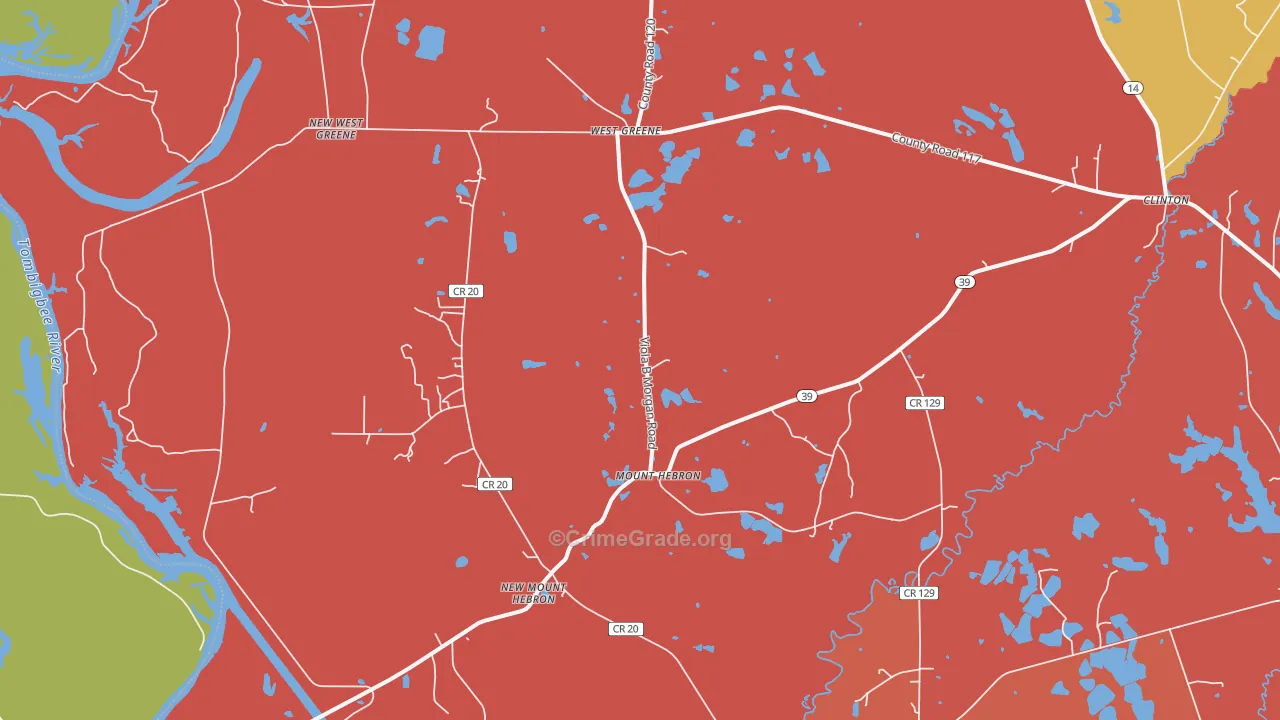 Mount Hebron, AL Map of Drug-Related Crime Rates