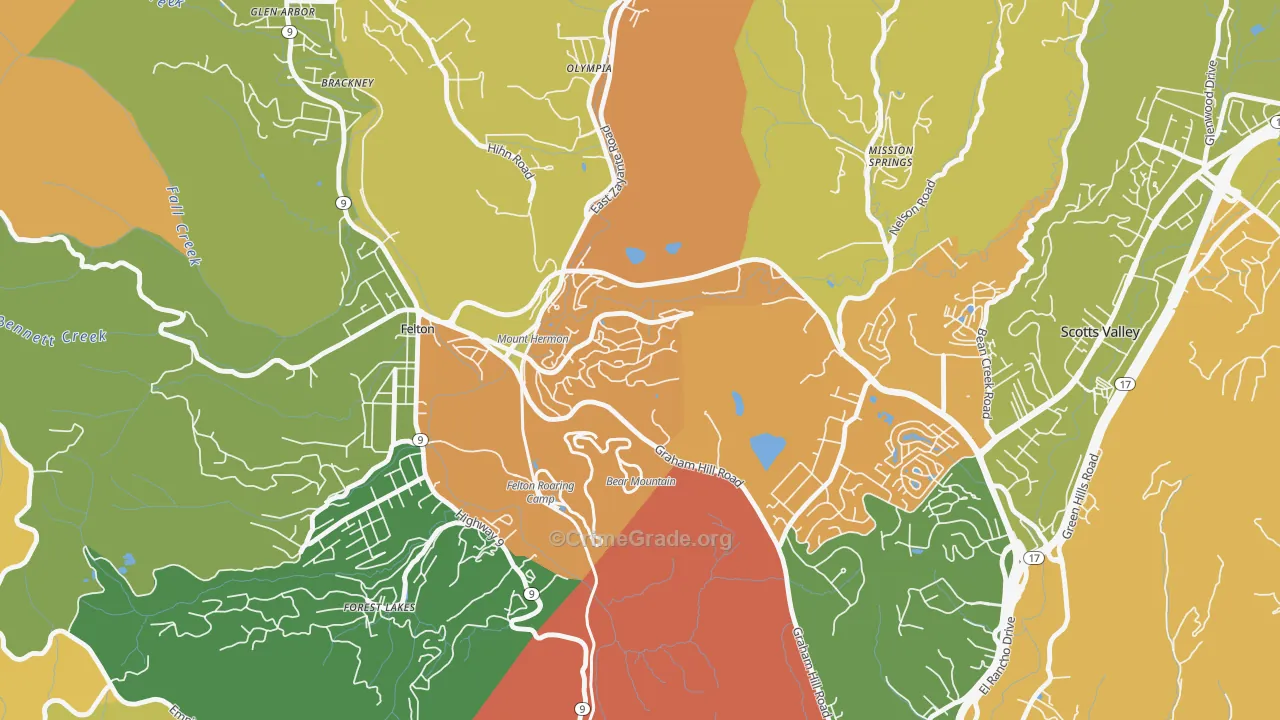 Mount Hermon, CA Map of Drug-Related Crime Rates