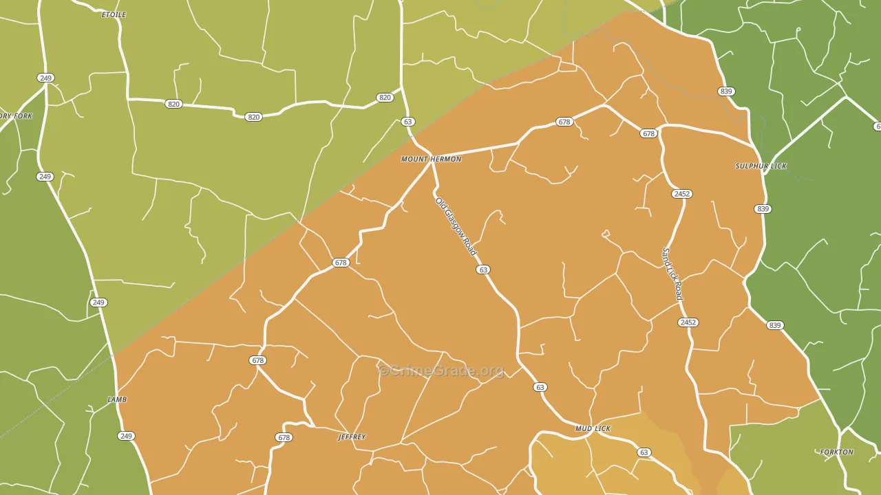Mount Hermon, KY Map of Drug-Related Crime Rates