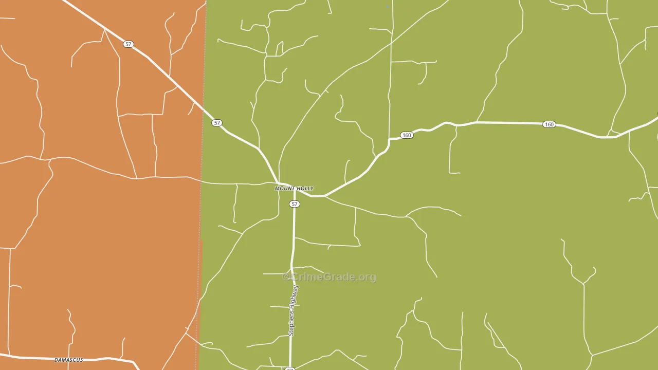 Mount Holly, AR Map of Drug-Related Crime Rates