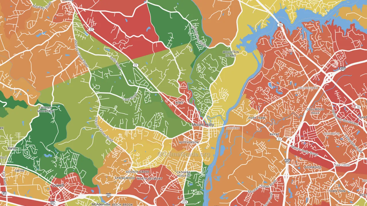 Mount Holly, NC Map of Drug-Related Crime Rates