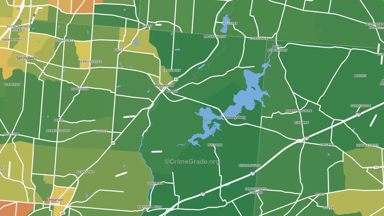 Mount Holly, OH Map of Drug-Related Crime Rates