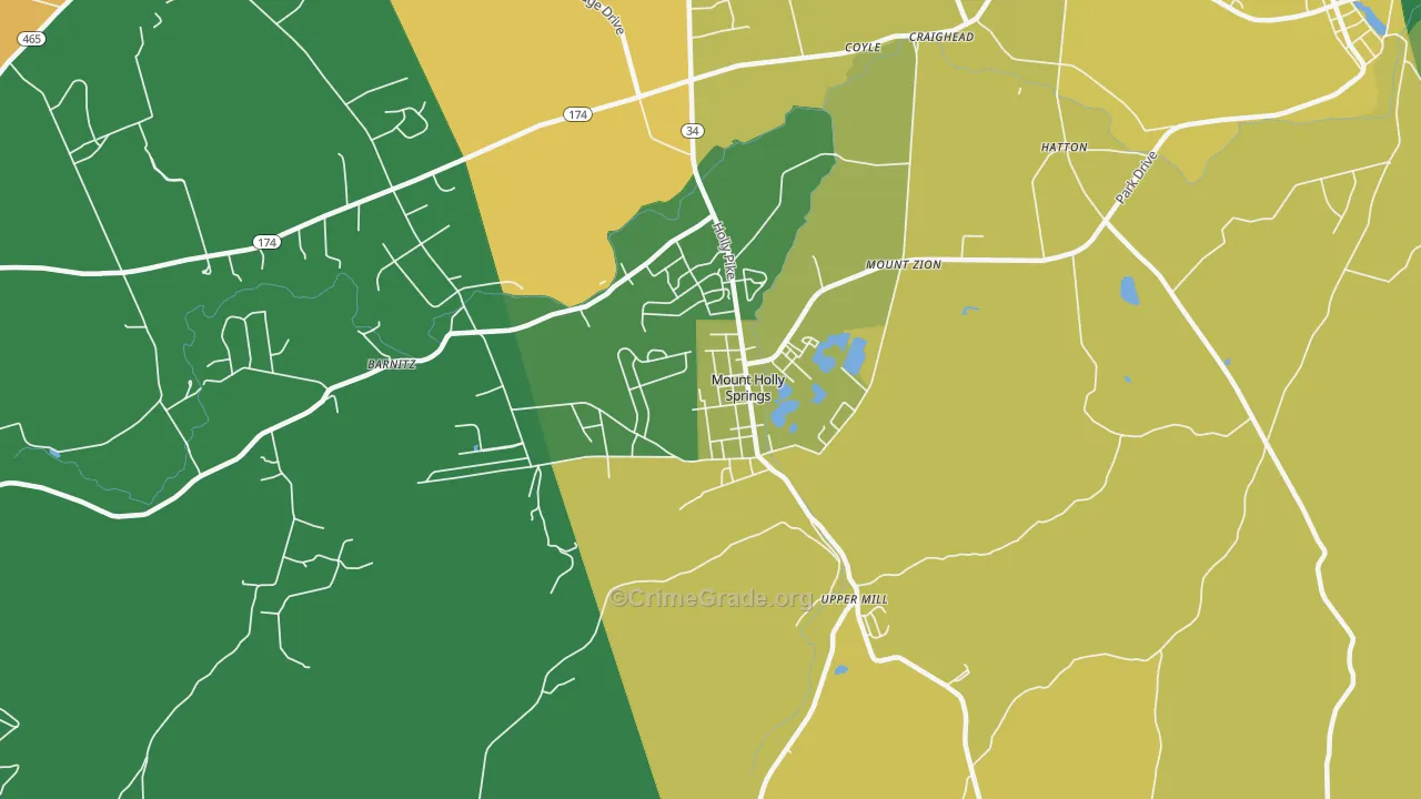 Mount Holly Springs, PA Map of Drug-Related Crime Rates