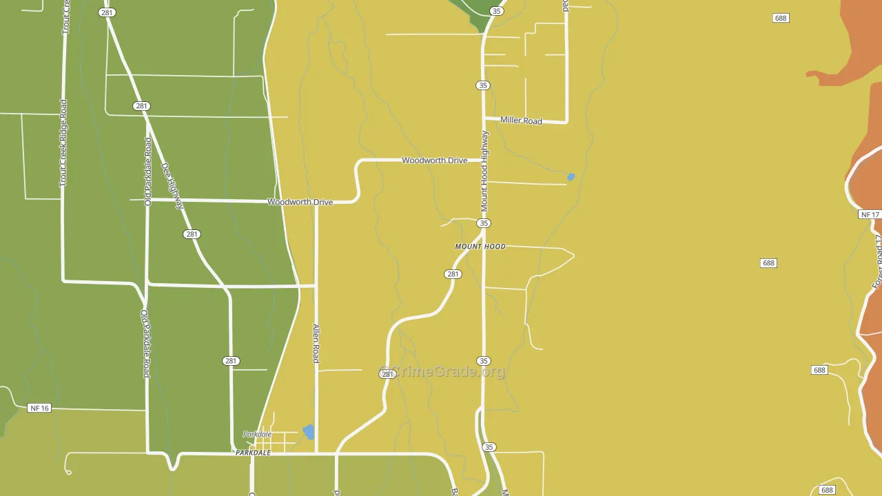 Mount Hood, OR Map of Drug-Related Crime Rates