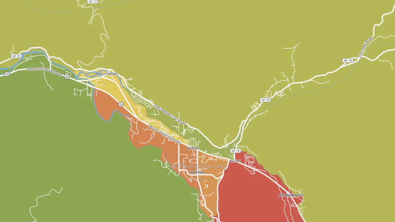 Mount Hood Village, OR Map of Drug-Related Crime Rates
