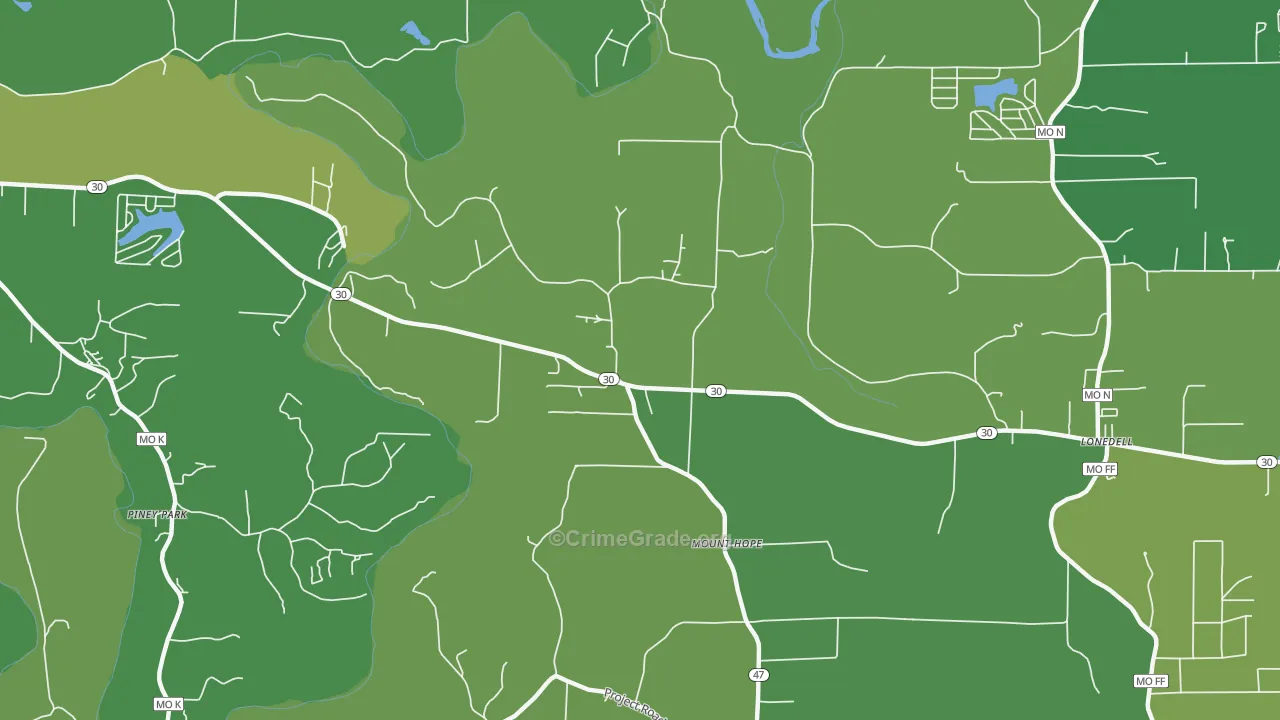 Mount Hope, MO Map of Drug-Related Crime Rates