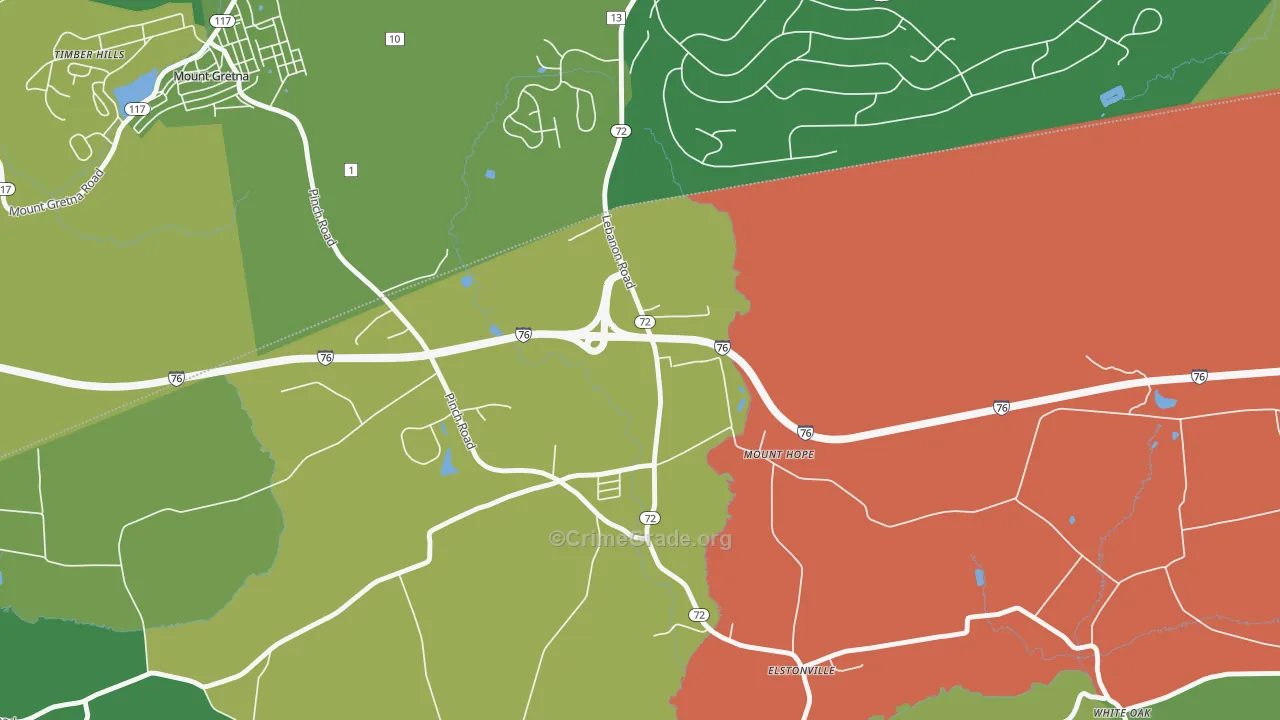 Mount Hope, PA Map of Drug-Related Crime Rates