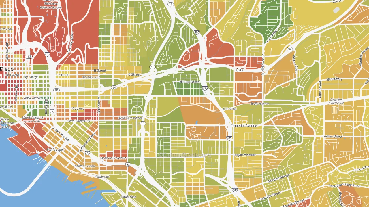 Mount Hope, San Diego, CA Map of Drug-Related Crime Rates