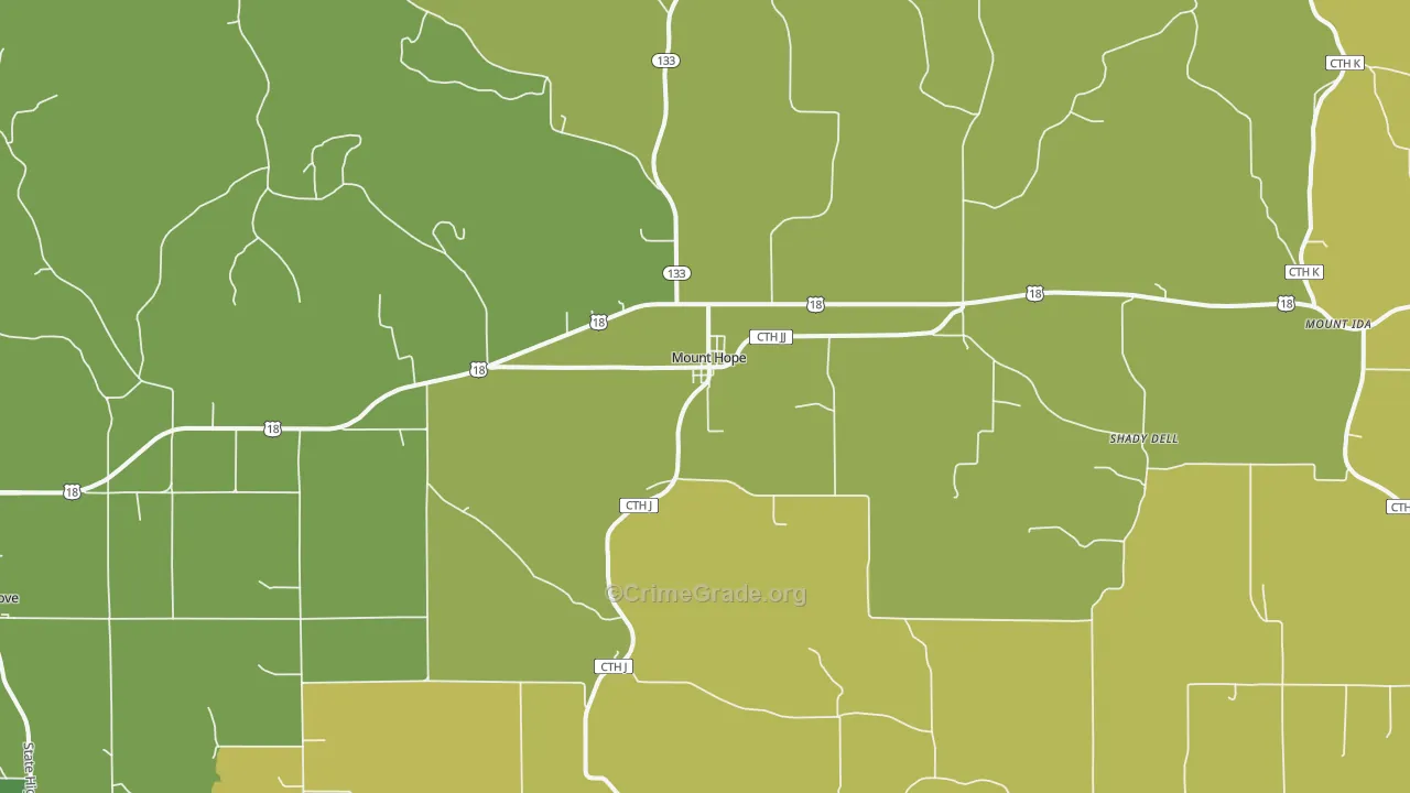 Mount Hope, WI Map of Drug-Related Crime Rates