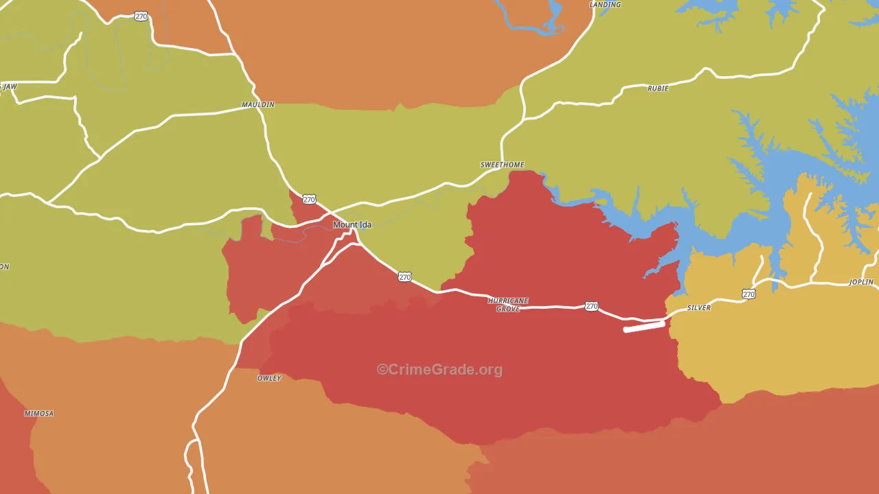 Mount Ida, AR Map of Drug-Related Crime Rates