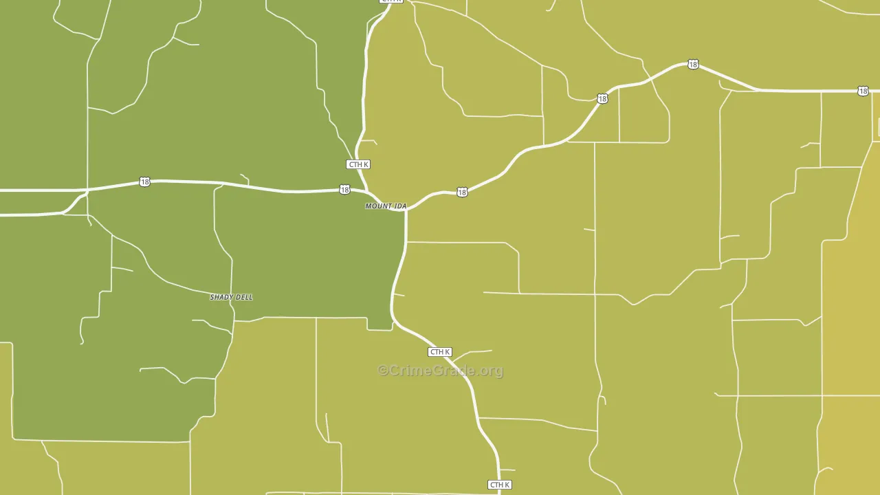 Mount Ida, WI Map of Drug-Related Crime Rates