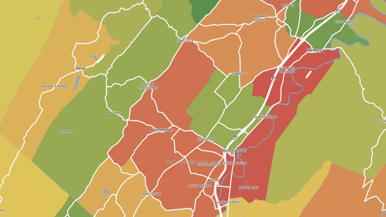 Mount Jackson, VA Map of Drug-Related Crime Rates