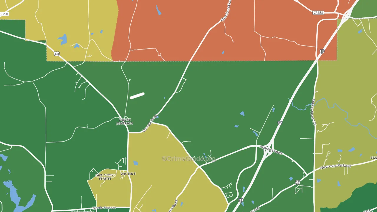 Mount Jefferson, AL Map of Drug-Related Crime Rates
