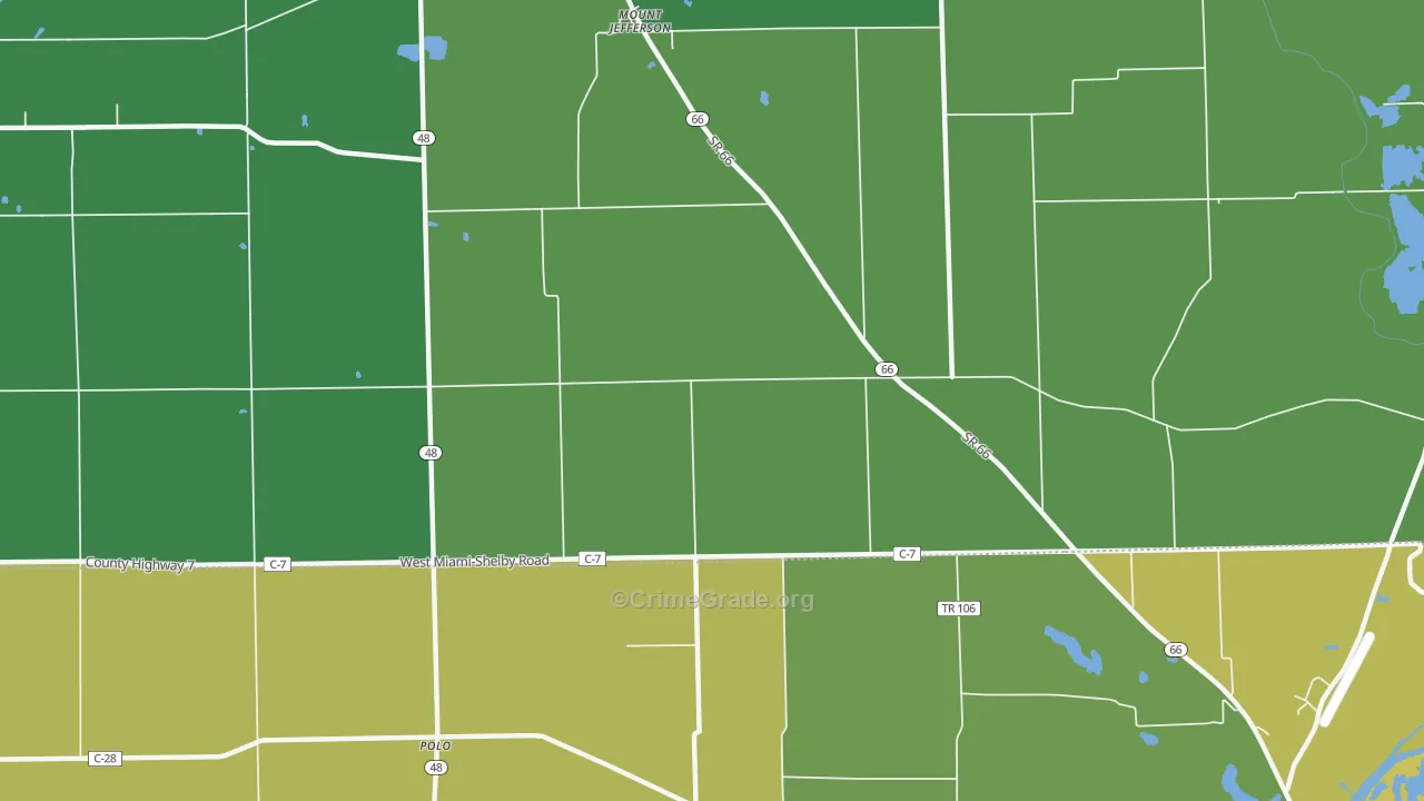 Mount Jefferson, OH Map of Drug-Related Crime Rates