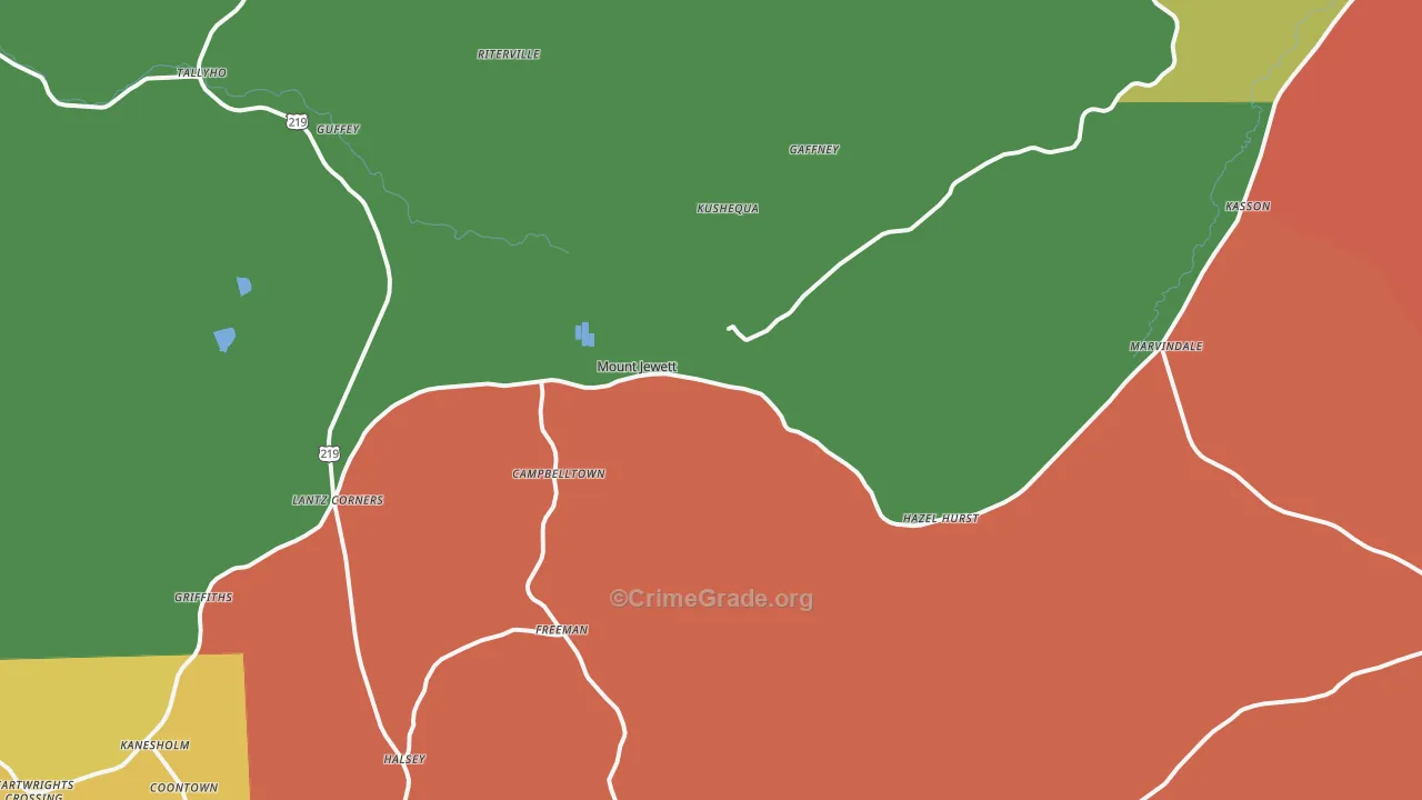 Mount Jewett, PA Map of Drug-Related Crime Rates