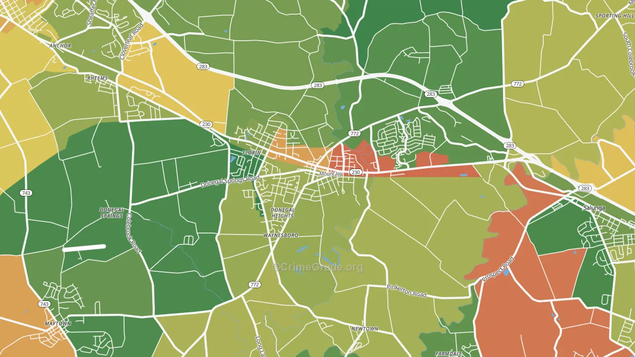 Mount Joy, PA Map of Drug-Related Crime Rates