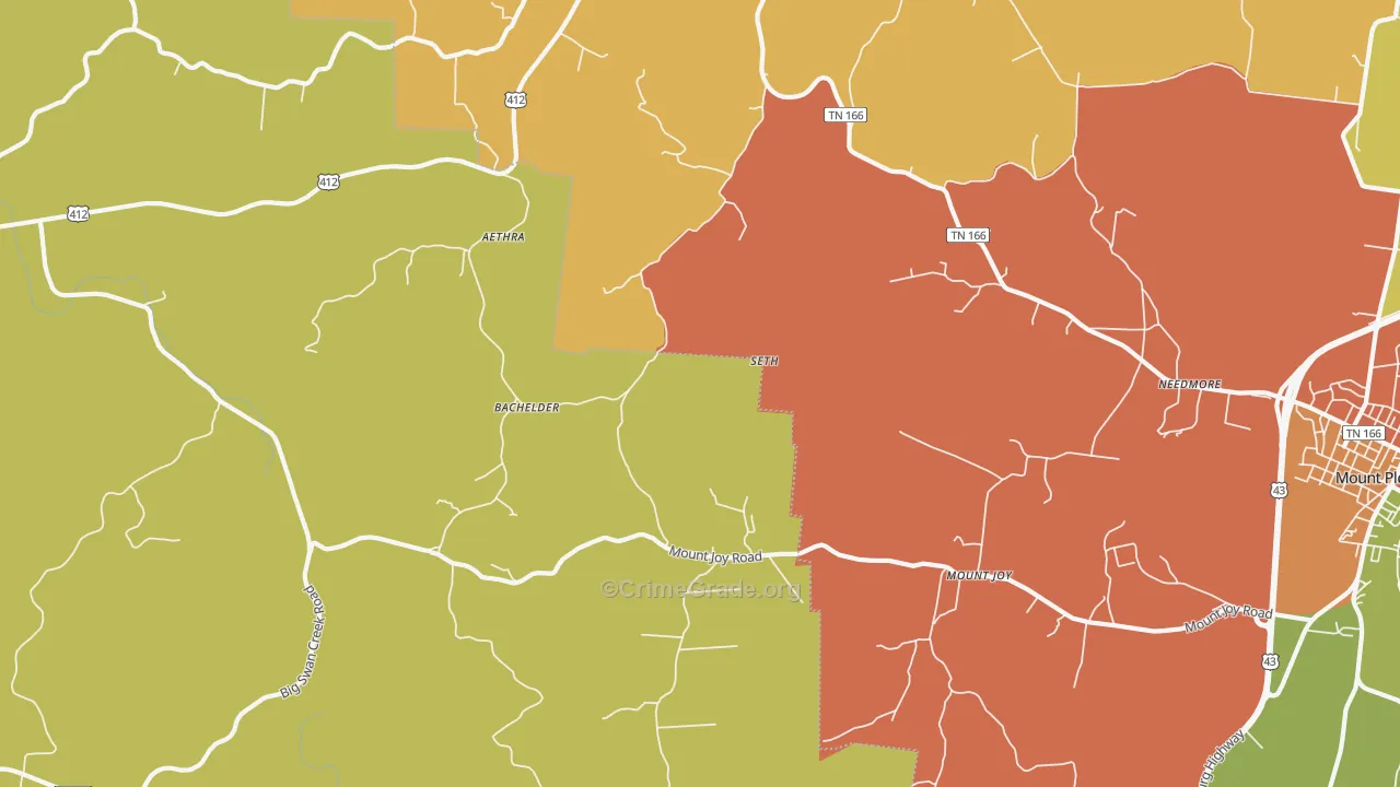 Mount Joy, TN Map of Drug-Related Crime Rates