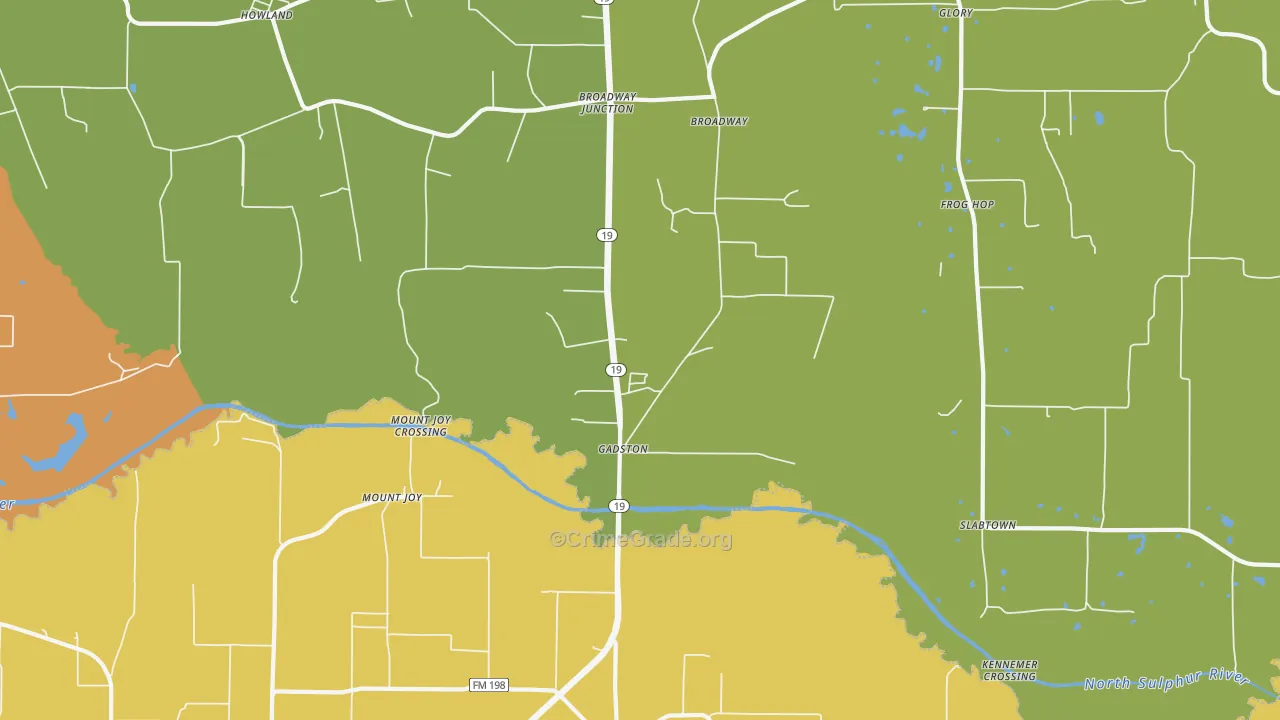 Mount Joy, TX Map of Drug-Related Crime Rates