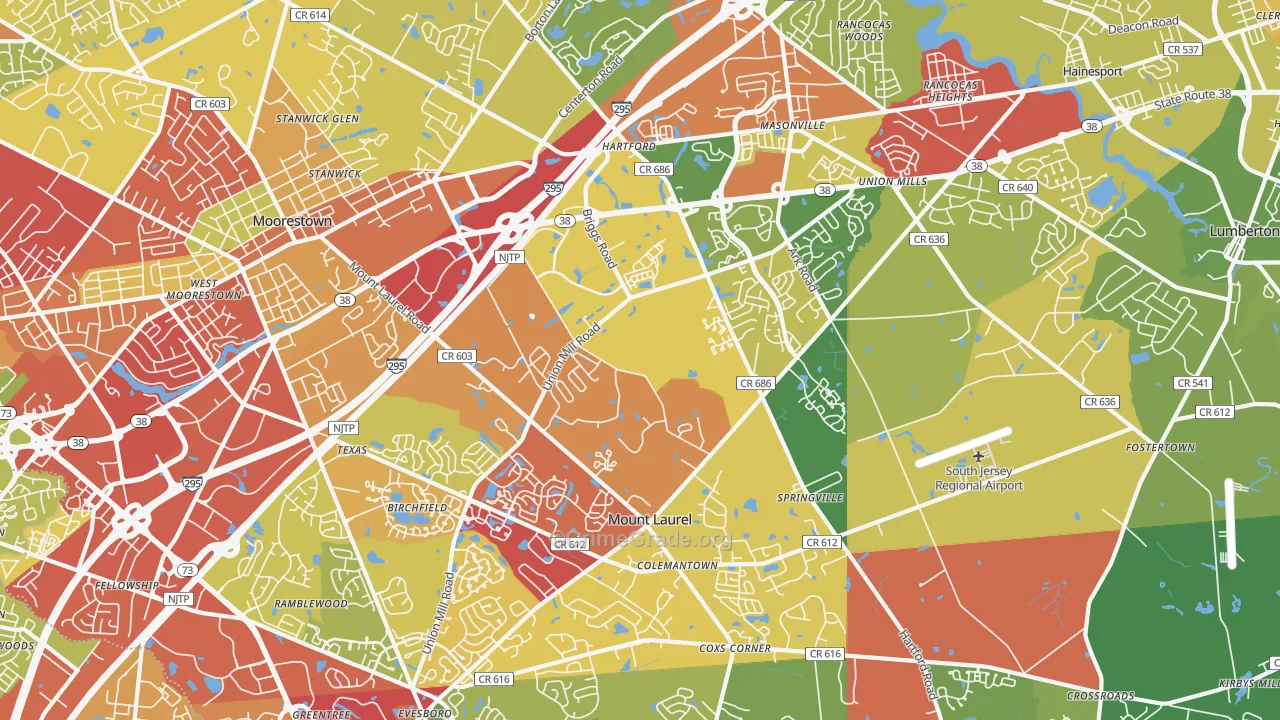 Mount Laurel, NJ Map of Drug-Related Crime Rates