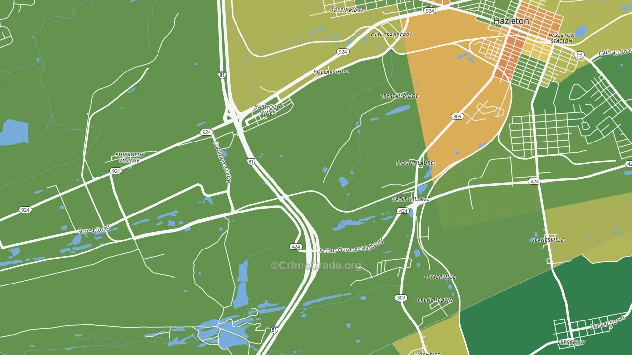 Mount Laurel, PA Map of Drug-Related Crime Rates