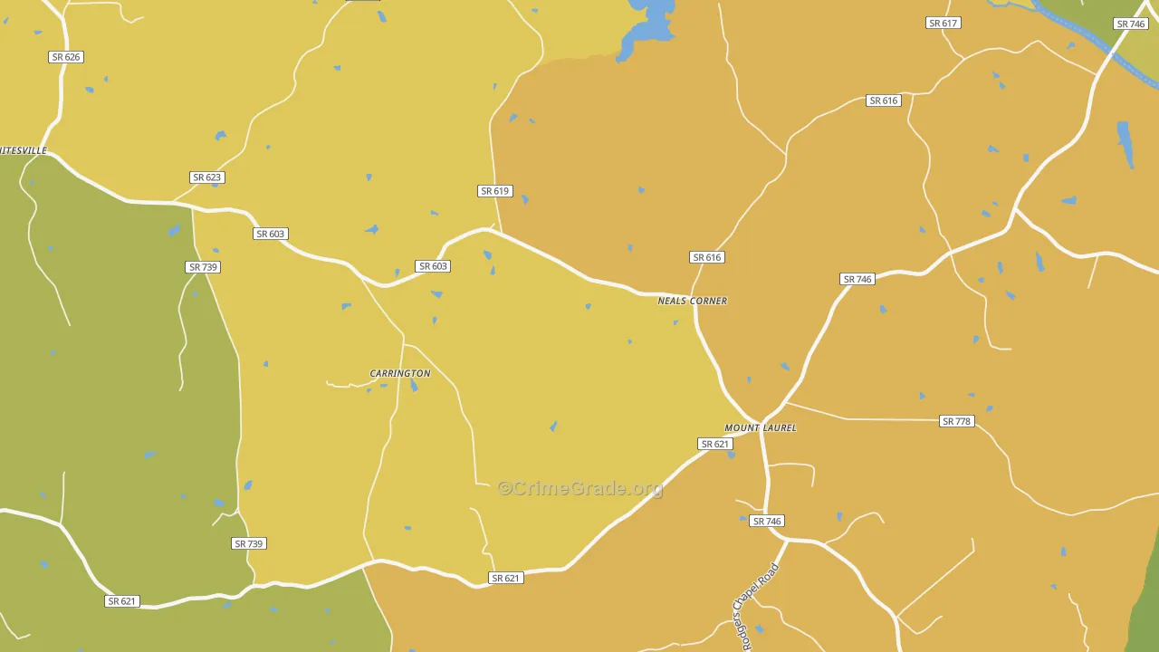 Mount Laurel, VA Map of Drug-Related Crime Rates