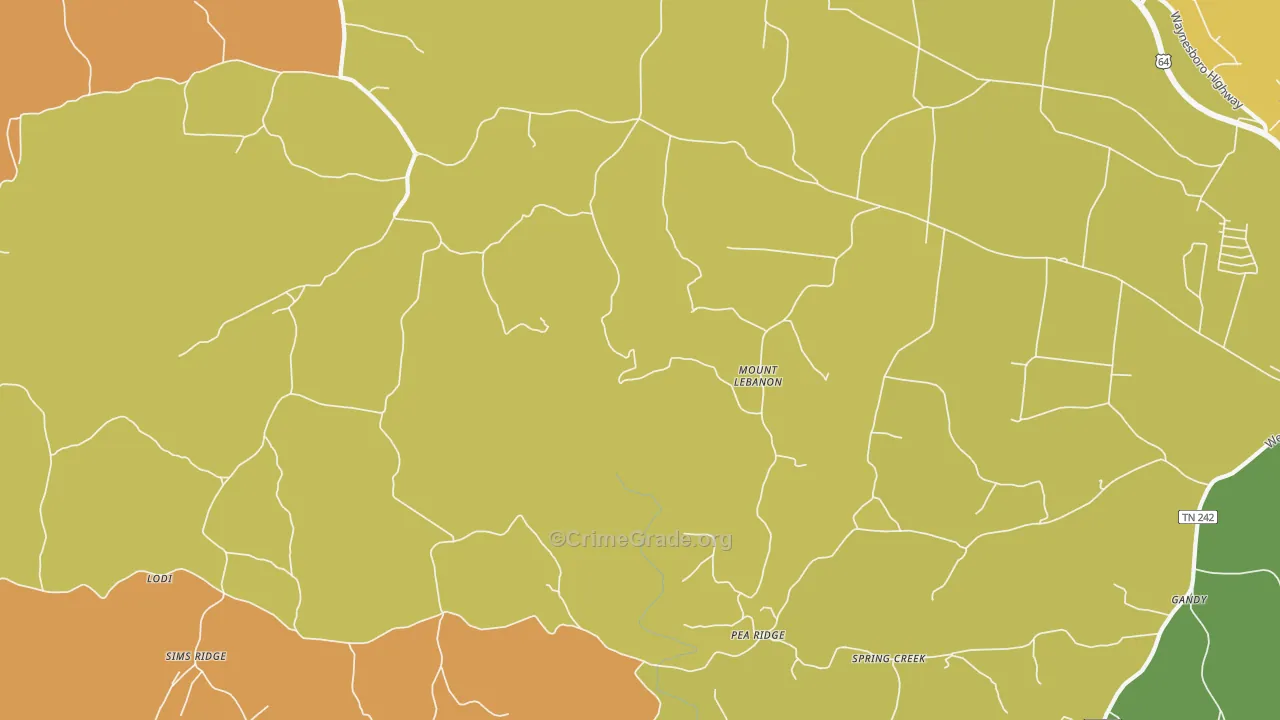 Mount Lebanon, TN Map of Drug-Related Crime Rates
