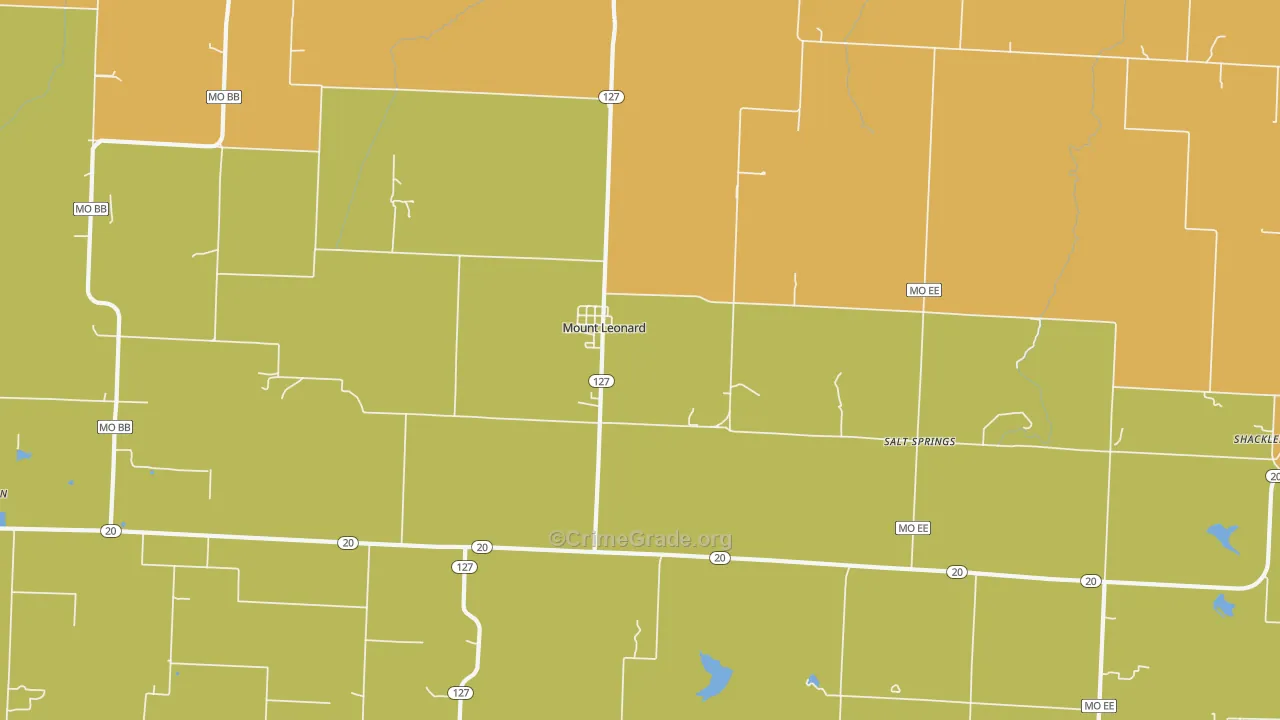 Mount Leonard, MO Map of Drug-Related Crime Rates
