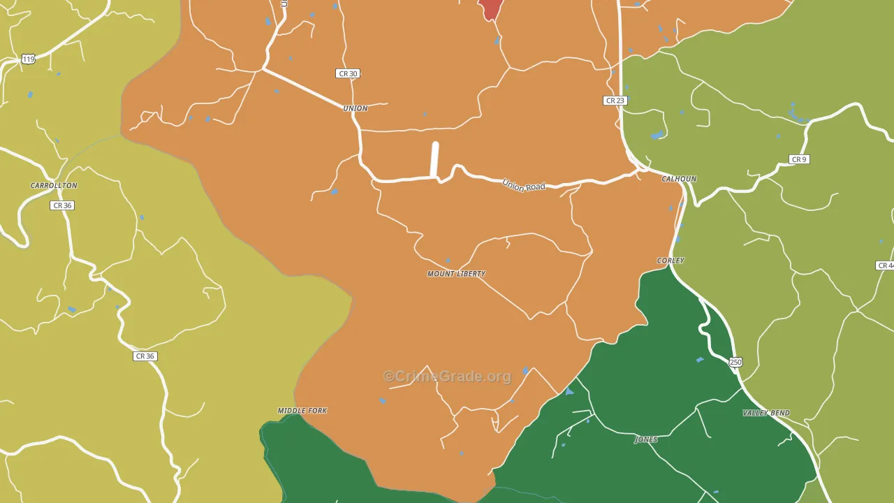 Mount Liberty, WV Map of Drug-Related Crime Rates