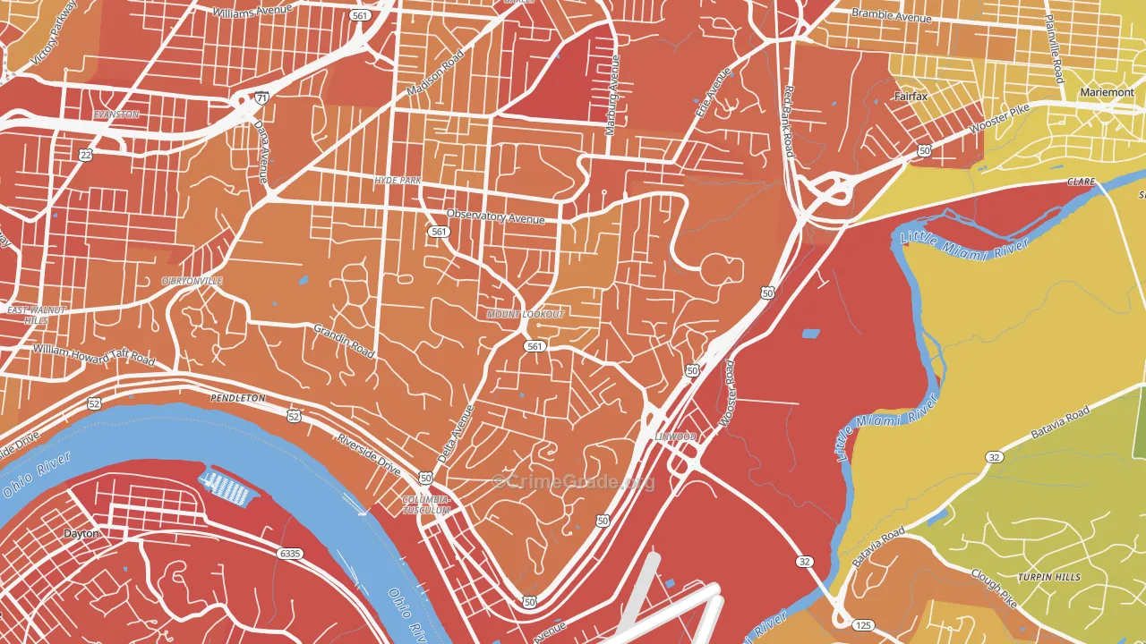 Mount Lookout, Cincinnati, OH Map of Drug-Related Crime Rates