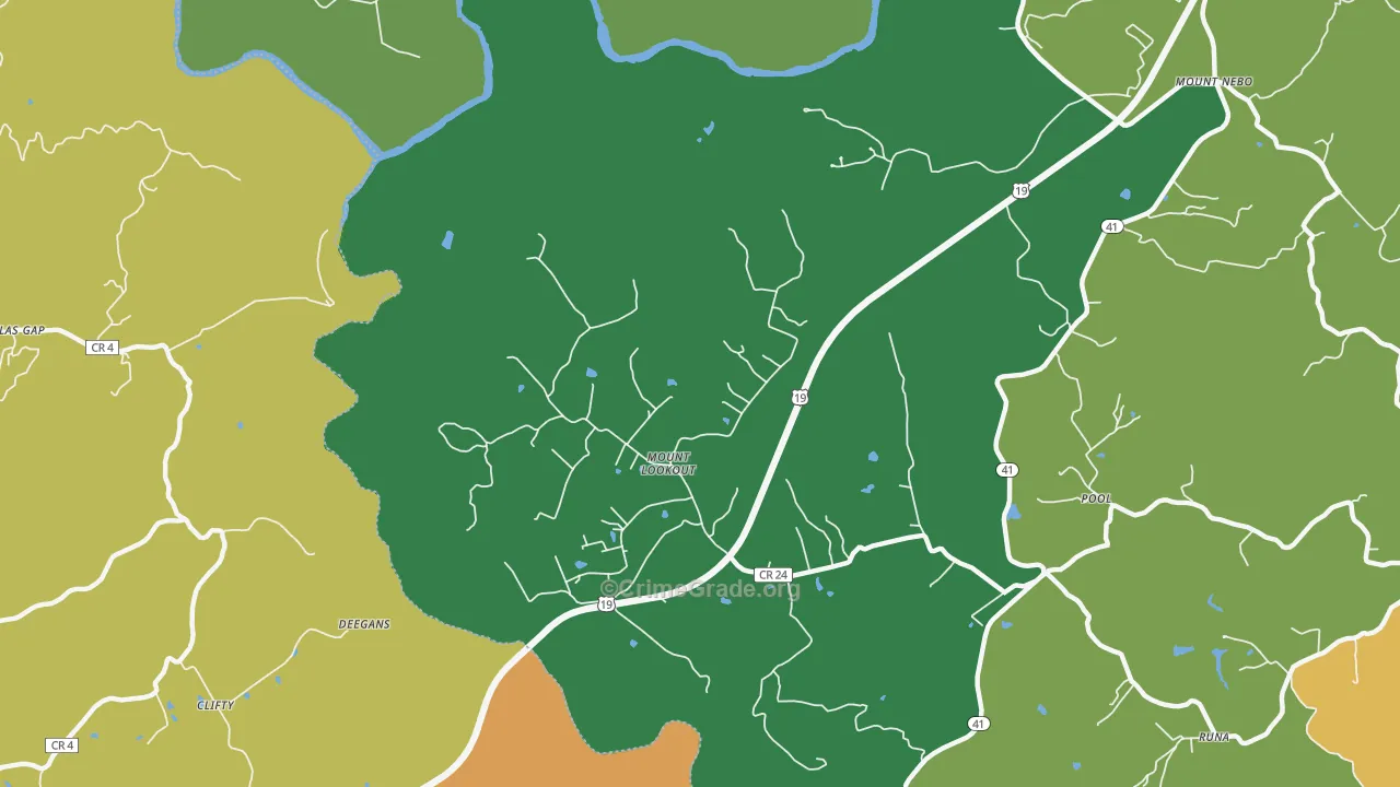 Mount Lookout, WV Map of Drug-Related Crime Rates