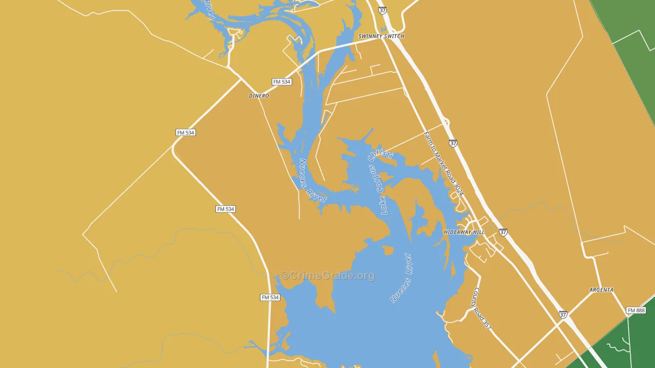 Mount Lucas, TX Map of Drug-Related Crime Rates