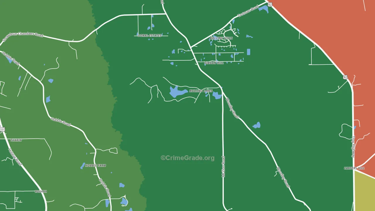 Mount Meigs, AL Map of Drug-Related Crime Rates