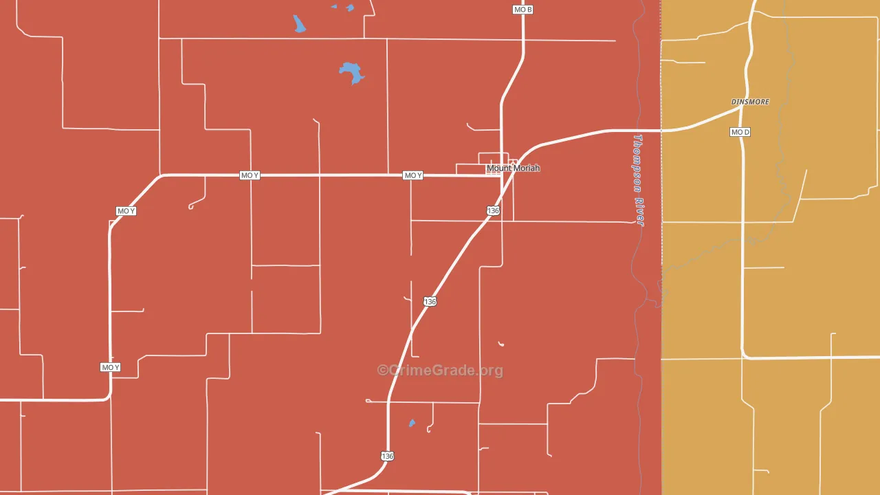 Mount Moriah, MO Map of Drug-Related Crime Rates