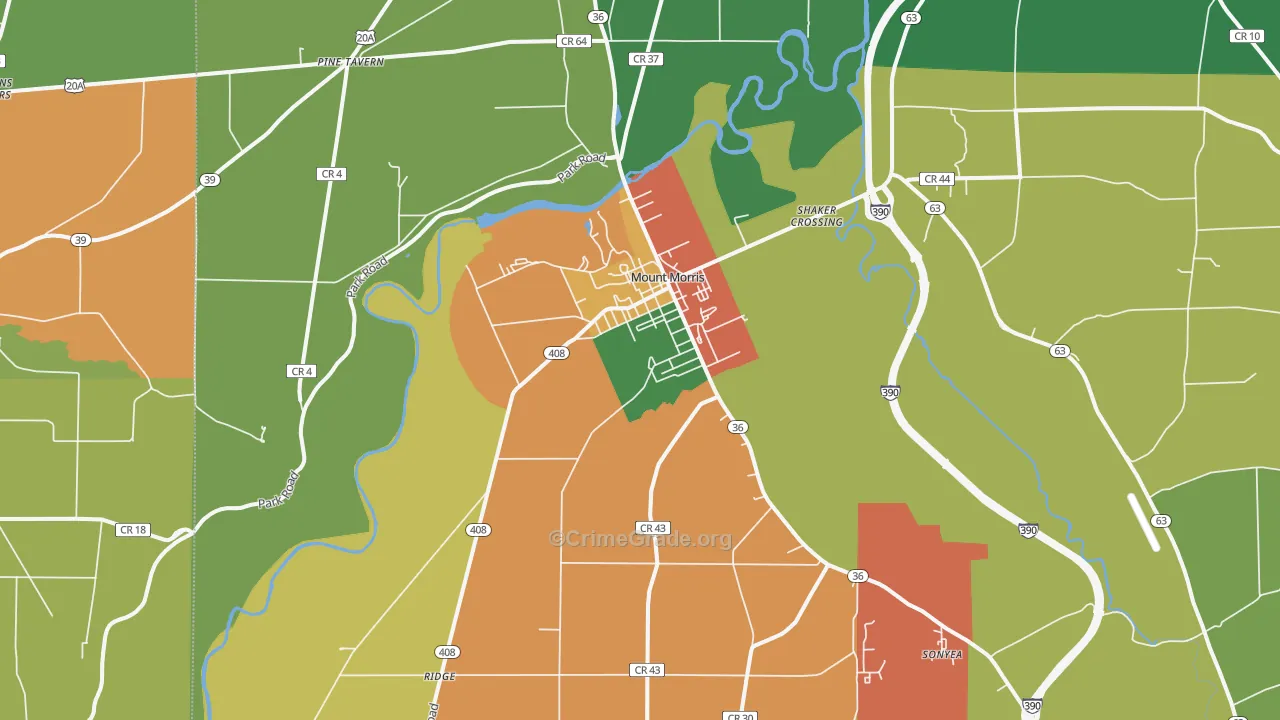 Mount Morris, NY Map of Drug-Related Crime Rates
