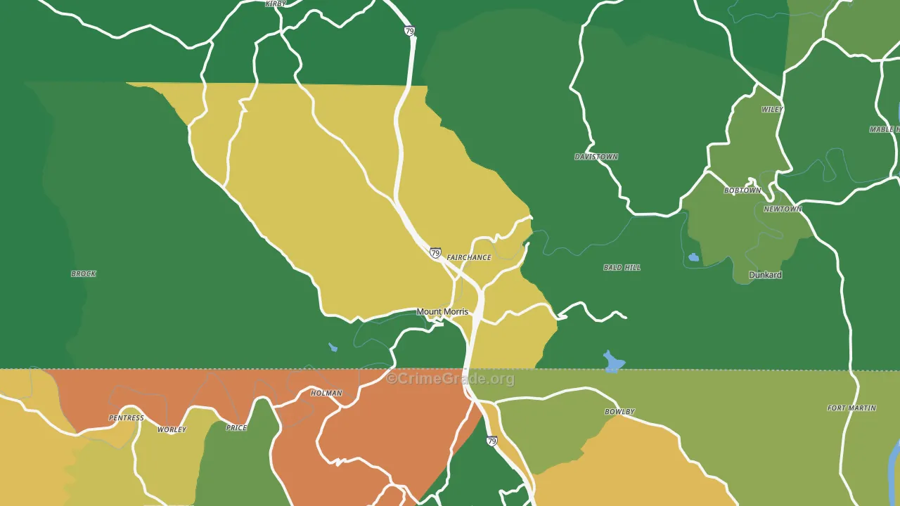 Mount Morris, PA Map of Drug-Related Crime Rates
