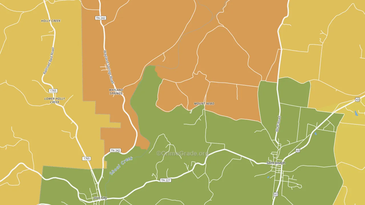 Mount Nebo, TN Map of Drug-Related Crime Rates