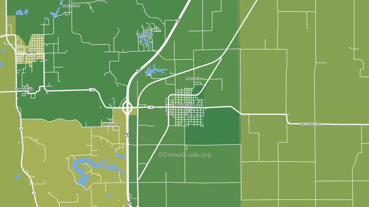 Mount Olive, IL Map of Drug-Related Crime Rates