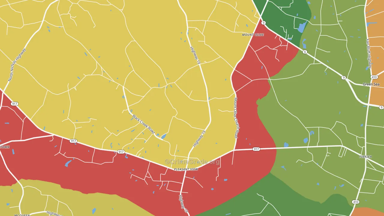 Mount Olive, SC Map of Drug-Related Crime Rates