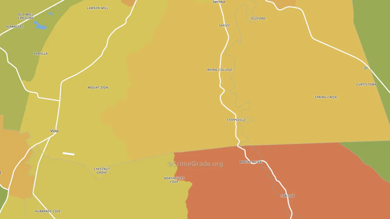 Mount Olive, TN Map of Drug-Related Crime Rates