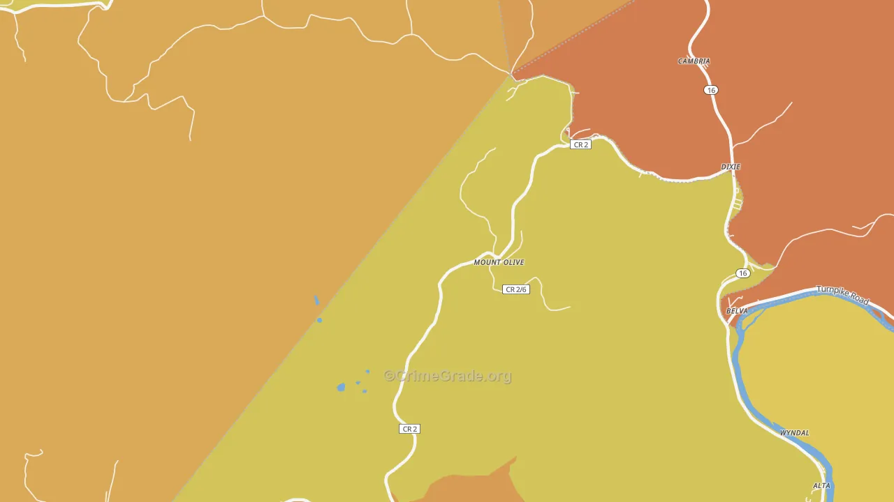 Mount Olive, WV Map of Drug-Related Crime Rates