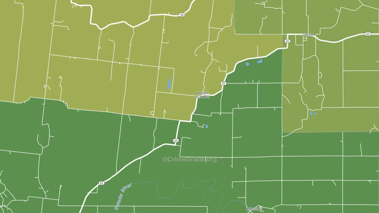 Mount Olympus, IN Map of Drug-Related Crime Rates