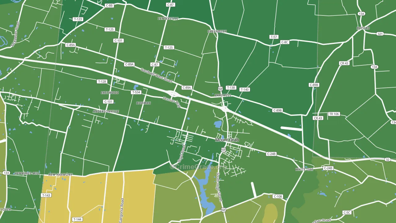 Mount Orab, OH Map of Drug-Related Crime Rates