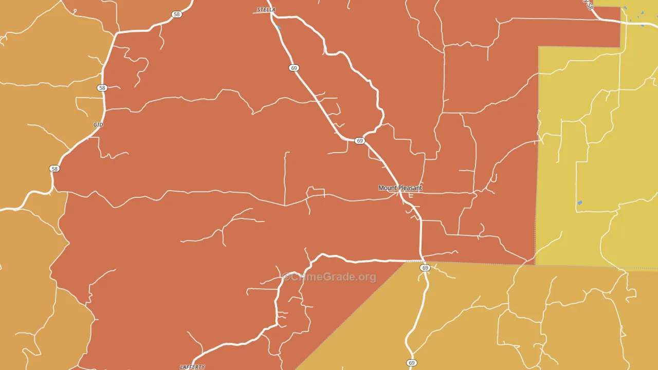 Mount Pleasant, AR Map of Drug-Related Crime Rates