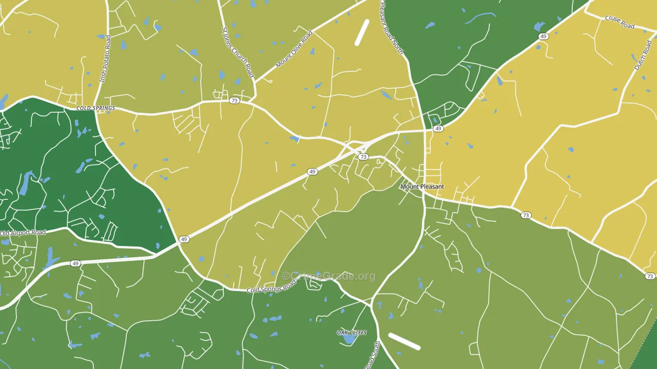 Mount Pleasant Area, Mount Pleasant, NC Map of Drug-Related Crime Rates