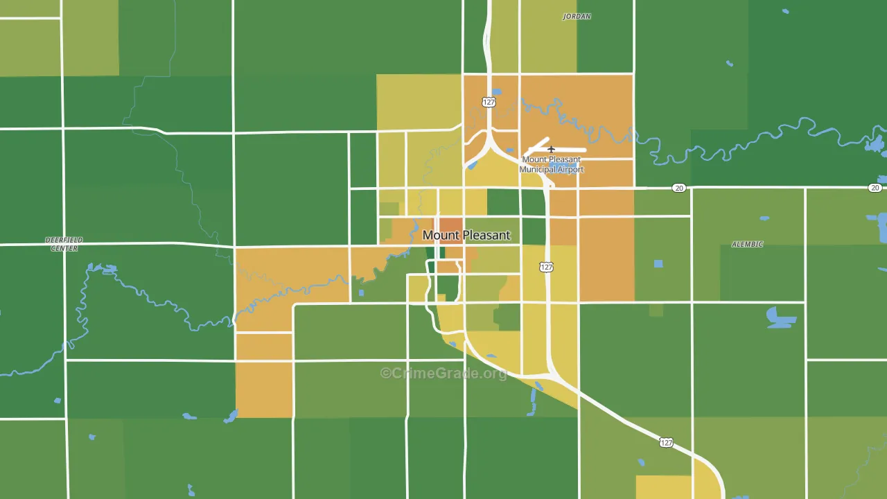 Mount Pleasant, MI Map of Drug-Related Crime Rates