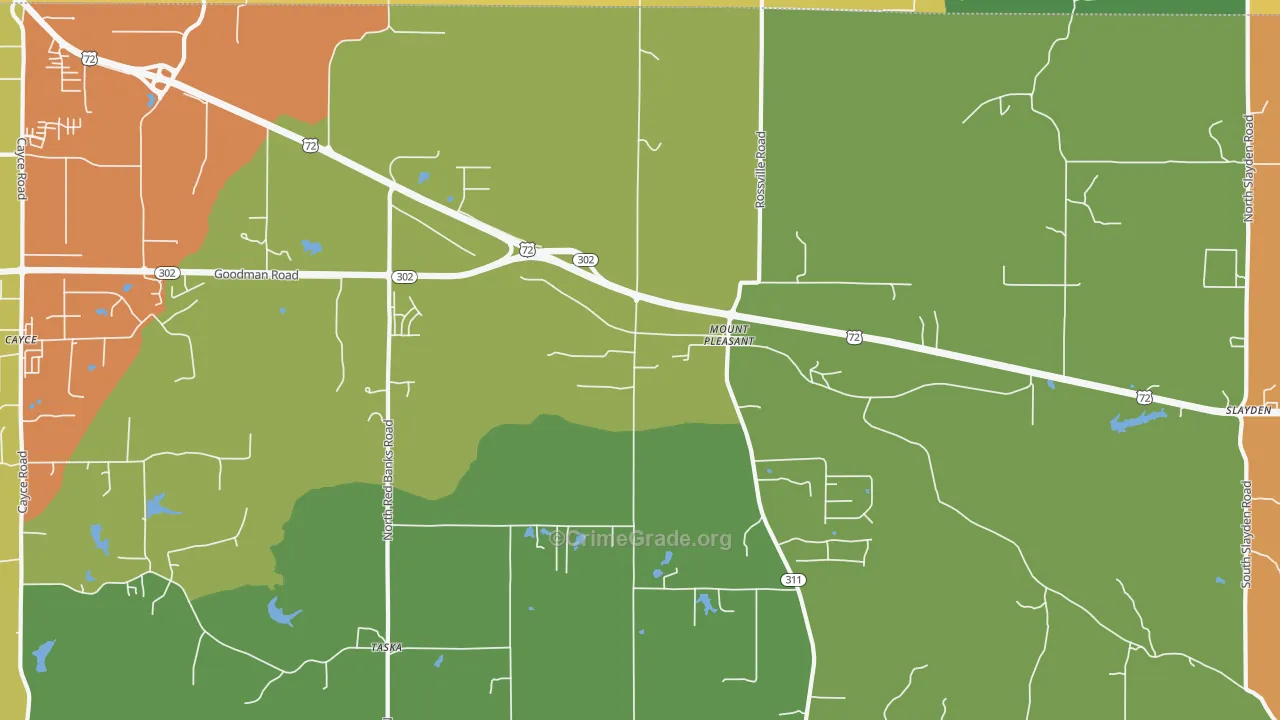 Mount Pleasant, MS Map of Drug-Related Crime Rates