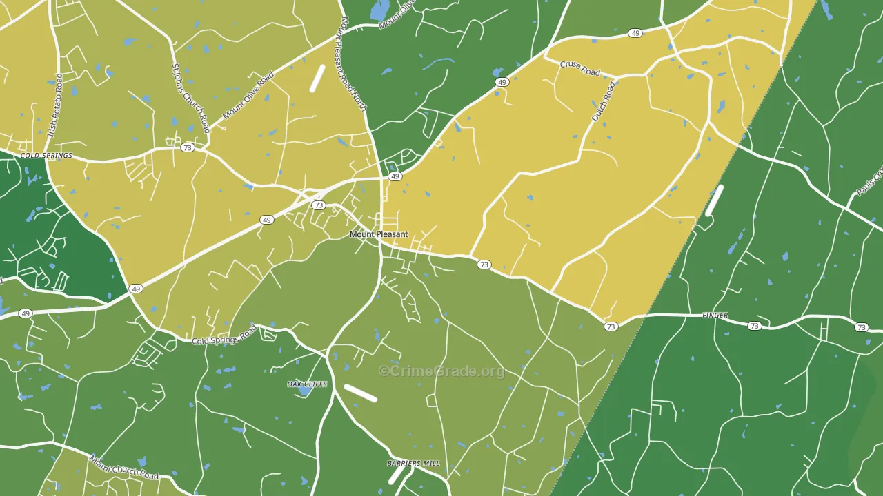 Mount Pleasant, NC Map of Drug-Related Crime Rates