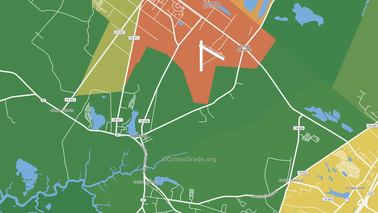 Mount Pleasant, NJ Map of Drug-Related Crime Rates