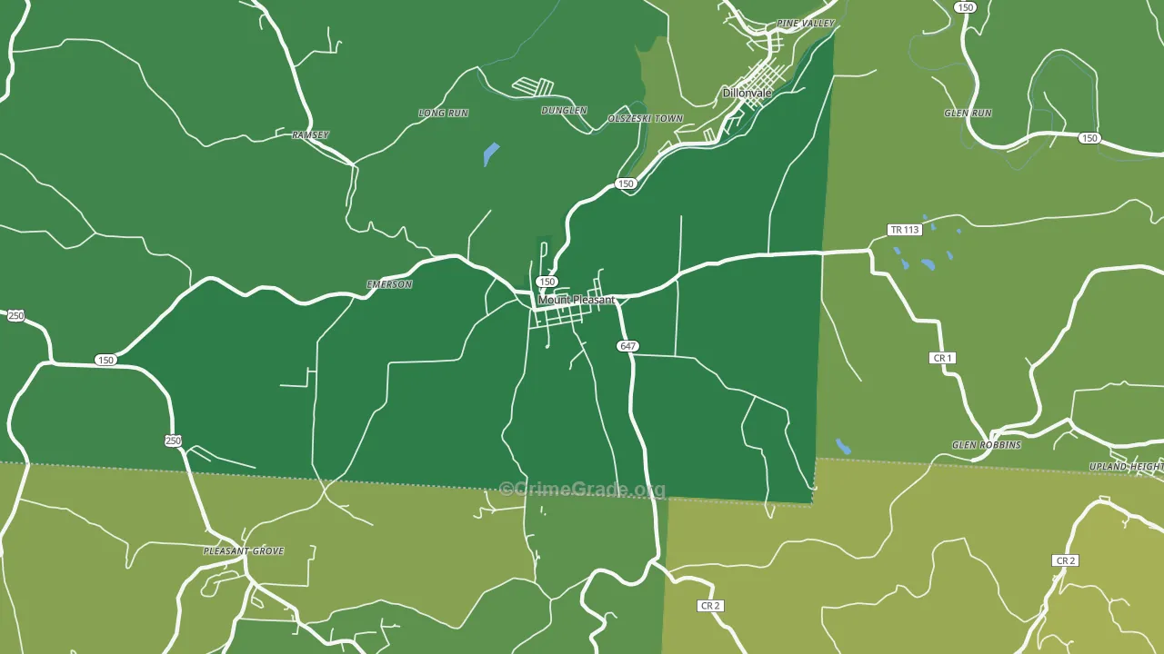 Mount Pleasant, OH Map of Drug-Related Crime Rates