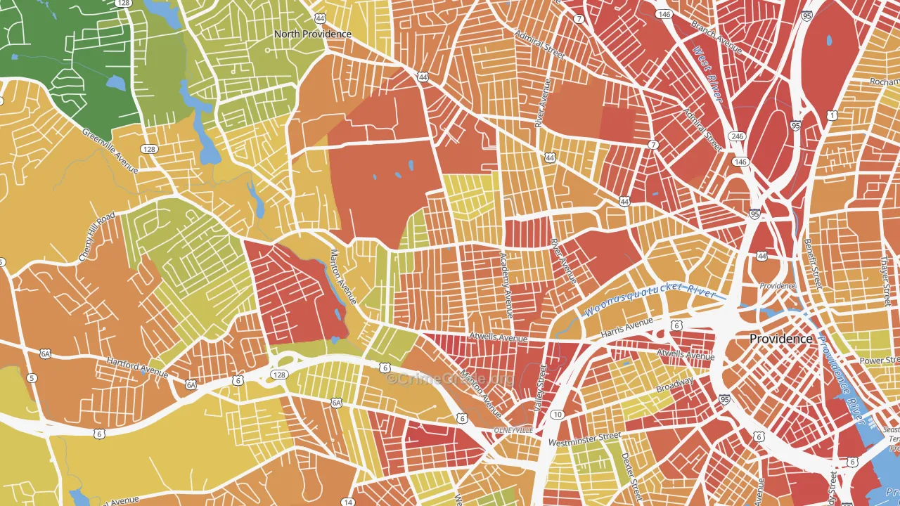 Mount Pleasant, Providence, RI Map of Drug-Related Crime Rates